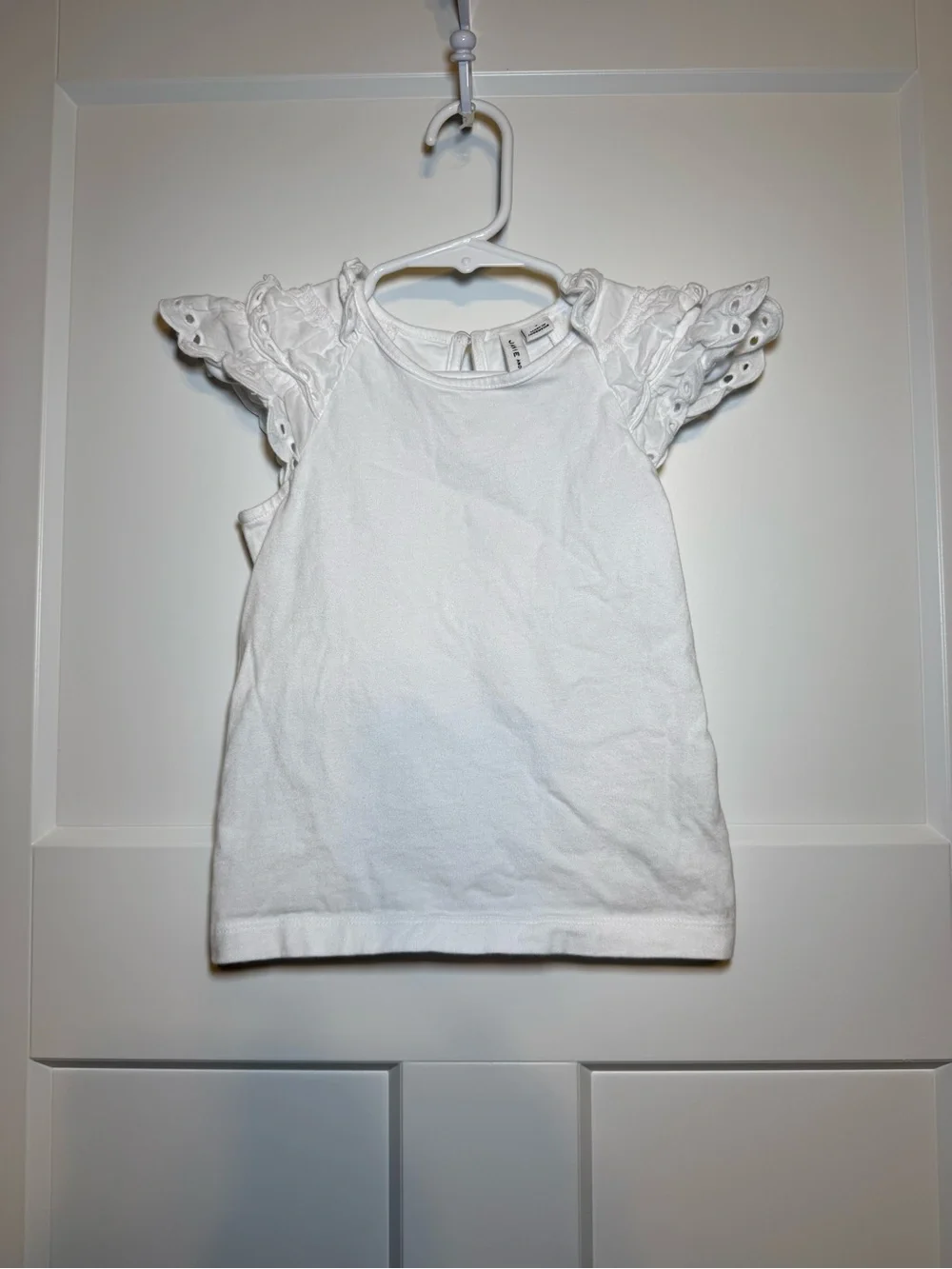 Janie and Jack White Eyelet Flutter Sleeve Tank Top 100% cotton